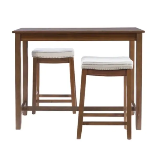 Dining Tables-Kirkland's Home Wood & Upholstered Stools 3-Pc. Dining Set Brown