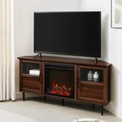 Tv Stands & Media Consoles-Kirkland's Home Wood Alcove Doors Led Fireplace Media Cabinet Brown