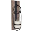 Sconces-Kirkland's Home Wood And Black Metal Geometric Sconce