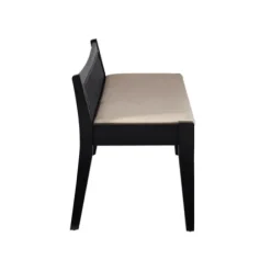 Benches & Ottomans-Kirkland's Home Wood And Cane Upholstered Bench Black