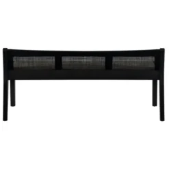 Benches & Ottomans-Kirkland's Home Wood And Cane Upholstered Bench Black