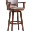 Bar Stools & Counter Height Stools-Kirkland's Home Wood And Faux Leather Swivel Bar Stool Brown