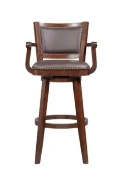 Bar Stools & Counter Height Stools-Kirkland's Home Wood And Faux Leather Swivel Bar Stool Brown