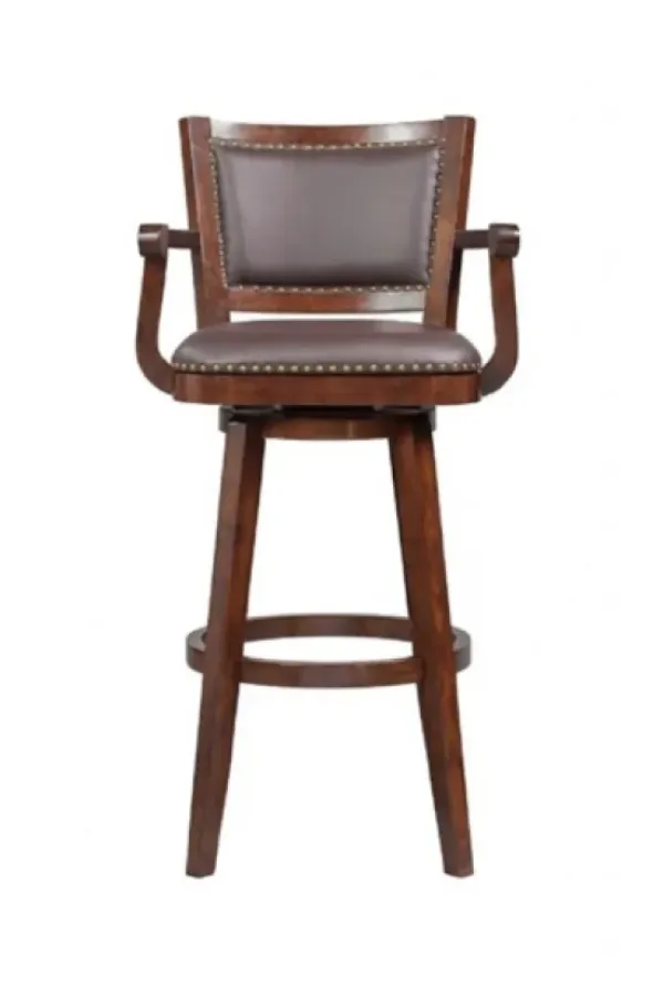Bar Stools & Counter Height Stools-Kirkland's Home Wood And Faux Leather Swivel Bar Stool Brown