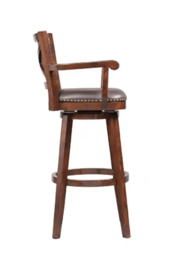 Bar Stools & Counter Height Stools-Kirkland's Home Wood And Faux Leather Swivel Bar Stool Brown