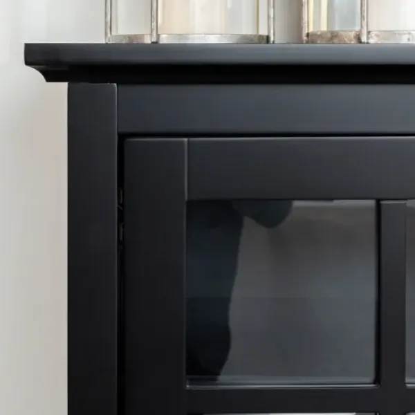 Cabinets & Sideboards-Kirkland's Home Wood And Glass Buffet Cabinet Black