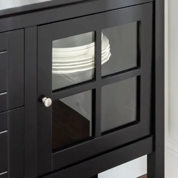 Cabinets & Sideboards-Kirkland's Home Wood And Glass Buffet Cabinet Black