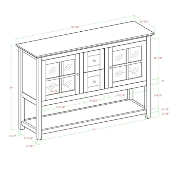 Cabinets & Sideboards-Kirkland's Home Wood And Glass Buffet Cabinet Black