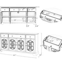 Tv Stands & Media Consoles-Kirkland's Home Wood And Glass 4-Door Media Cabinet Brown
