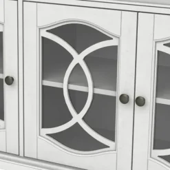 Tv Stands & Media Consoles-Kirkland's Home Wood And Glass 4-Door Media Cabinet White