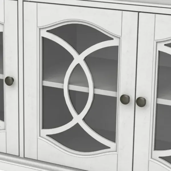 Tv Stands & Media Consoles-Kirkland's Home Wood And Glass 4-Door Media Cabinet White