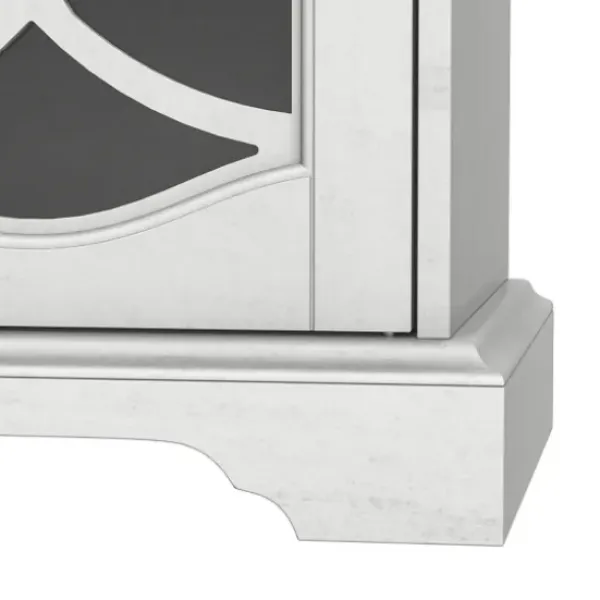 Tv Stands & Media Consoles-Kirkland's Home Wood And Glass 4-Door Media Cabinet White