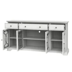 Tv Stands & Media Consoles-Kirkland's Home Wood And Glass 4-Door Media Cabinet White