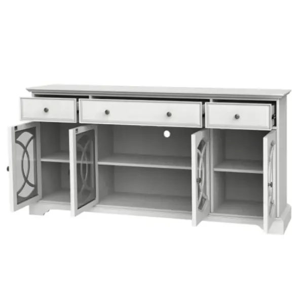 Tv Stands & Media Consoles-Kirkland's Home Wood And Glass 4-Door Media Cabinet White