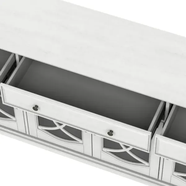 Tv Stands & Media Consoles-Kirkland's Home Wood And Glass 4-Door Media Cabinet White