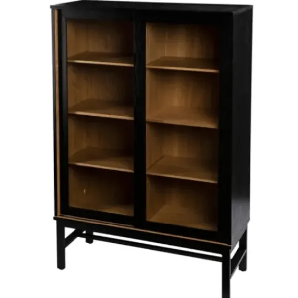 Cabinets & Sideboards-Kirkland's Home Wood And Glass 8-Shelf Cabinet Black