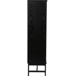 Cabinets & Sideboards-Kirkland's Home Wood And Glass 8-Shelf Cabinet Black