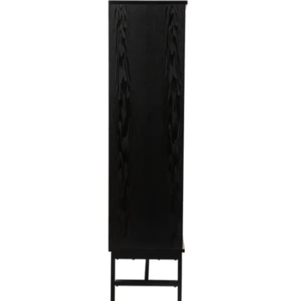 Cabinets & Sideboards-Kirkland's Home Wood And Glass 8-Shelf Cabinet Black