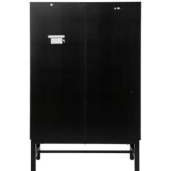 Cabinets & Sideboards-Kirkland's Home Wood And Glass 8-Shelf Cabinet Black