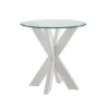 Accent & End Tables-Kirkland's Home Wood And Glass Top X-Base Accent Table White