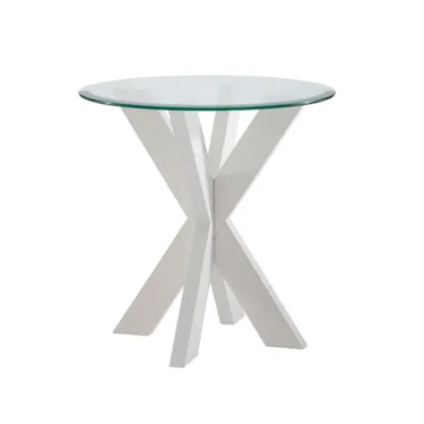 Accent & End Tables-Kirkland's Home Wood And Glass Top X-Base Accent Table White