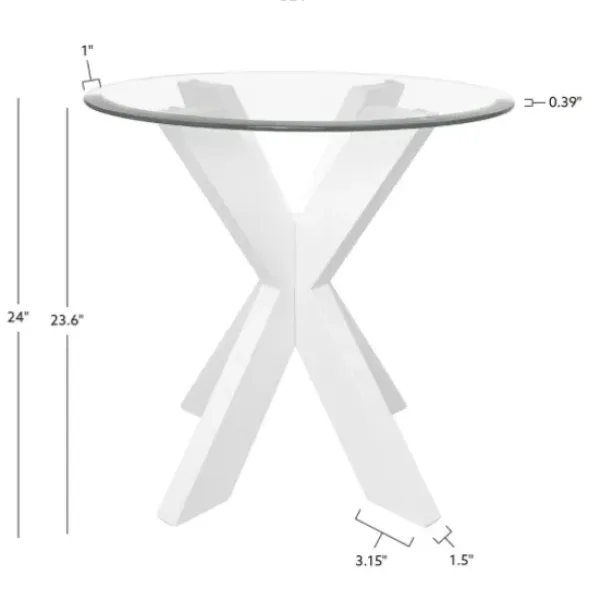 Accent & End Tables-Kirkland's Home Wood And Glass Top X-Base Accent Table White