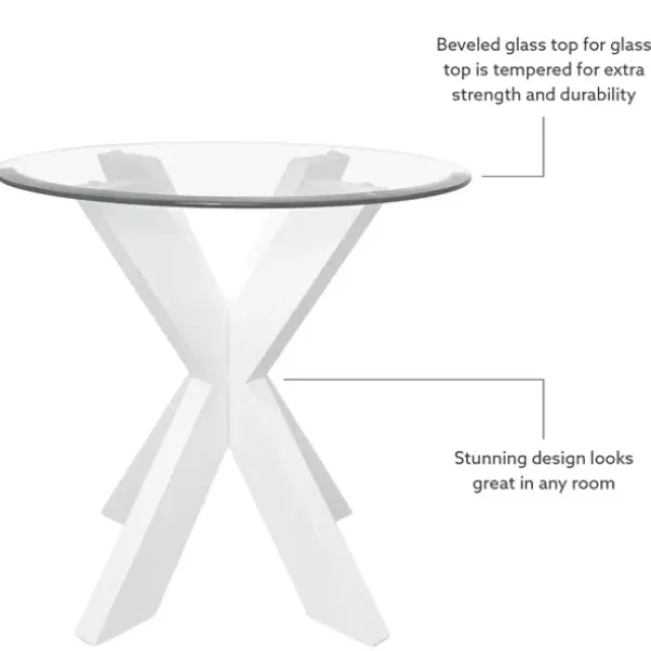 Accent & End Tables-Kirkland's Home Wood And Glass Top X-Base Accent Table White