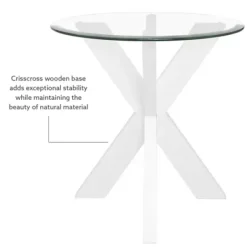 Accent & End Tables-Kirkland's Home Wood And Glass Top X-Base Accent Table White