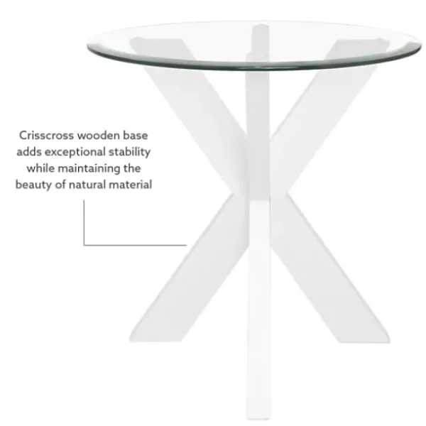 Accent & End Tables-Kirkland's Home Wood And Glass Top X-Base Accent Table White
