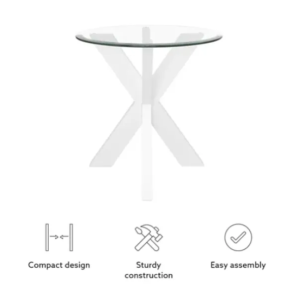 Accent & End Tables-Kirkland's Home Wood And Glass Top X-Base Accent Table White