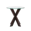 Accent & End Tables-Kirkland's Home Wood And Glass Top X-Base Accent Table Brown