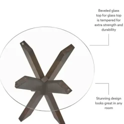Accent & End Tables-Kirkland's Home Wood And Glass Top X-Base Accent Table Brown