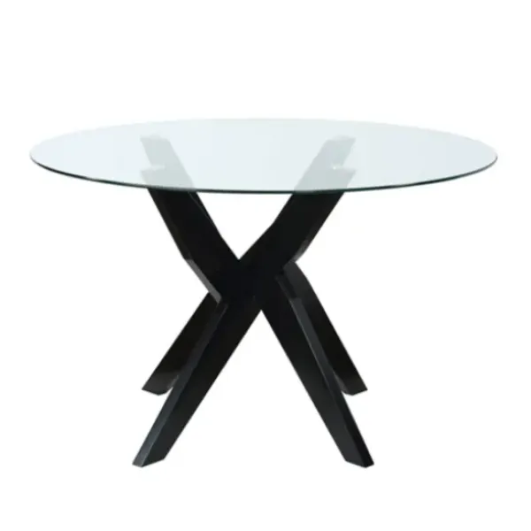 Dining Tables-Kirkland's Home Wood And Glass X-Base Dining Table Black