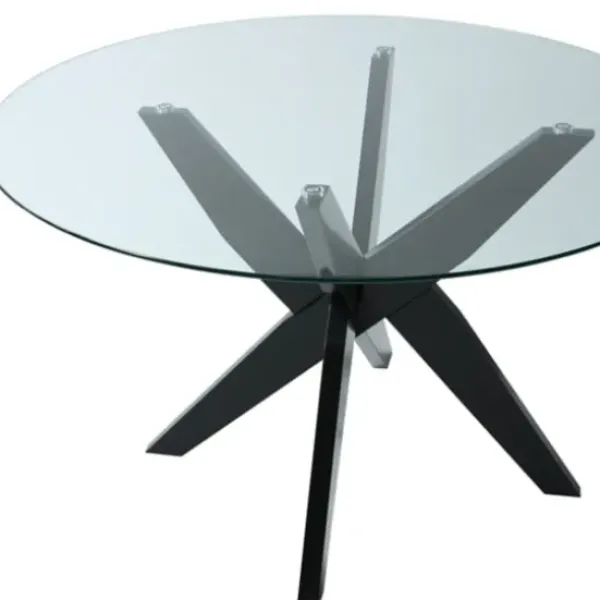 Dining Tables-Kirkland's Home Wood And Glass X-Base Dining Table Black