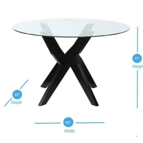 Dining Tables-Kirkland's Home Wood And Glass X-Base Dining Table Black