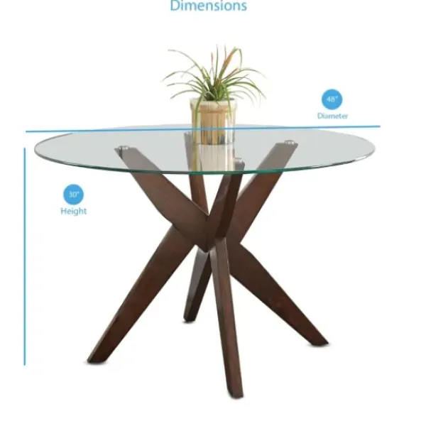 Dining Tables-Kirkland's Home Wood And Glass X-Base Dining Table Brown