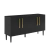 Cabinets & Sideboards-Kirkland's Home Wood And Gold 4-Door Cabinet Black