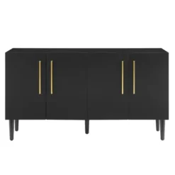 Cabinets & Sideboards-Kirkland's Home Wood And Gold 4-Door Cabinet Black