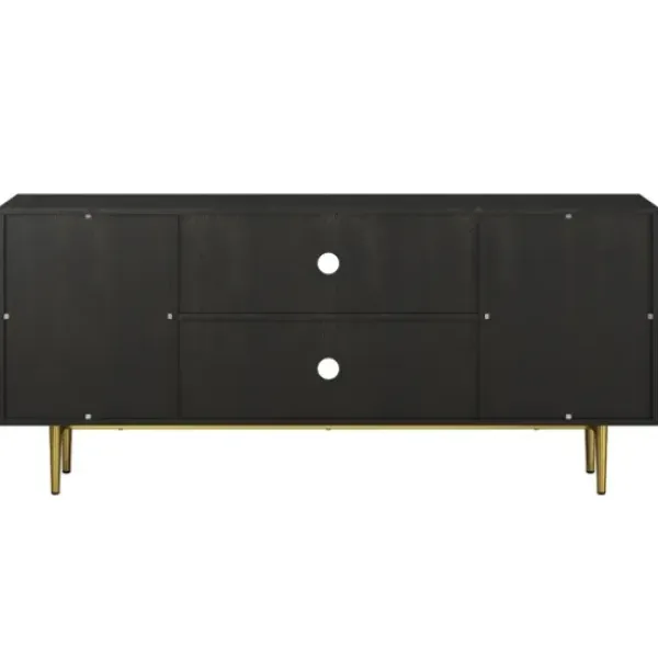 Tv Stands & Media Consoles-Kirkland's Home Wood And Gold Paneled 2-Door Tv Stand Black