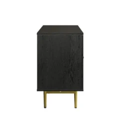 Tv Stands & Media Consoles-Kirkland's Home Wood And Gold Paneled 2-Door Tv Stand Black