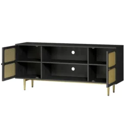 Tv Stands & Media Consoles-Kirkland's Home Wood And Gold Paneled 2-Door Tv Stand Black