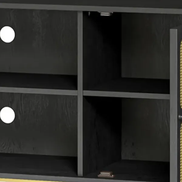 Tv Stands & Media Consoles-Kirkland's Home Wood And Gold Paneled 2-Door Tv Stand Black