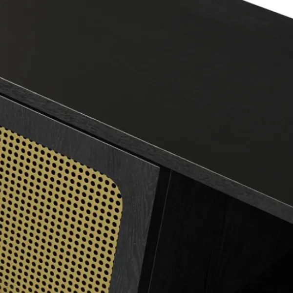 Tv Stands & Media Consoles-Kirkland's Home Wood And Gold Paneled 2-Door Tv Stand Black