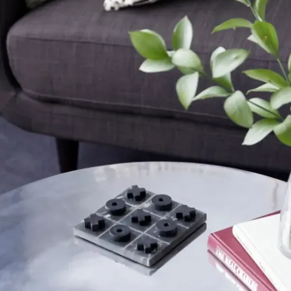 Decorative Accents-Kirkland's Home Wood And Gold Tic Tac Toe Game Set Brown