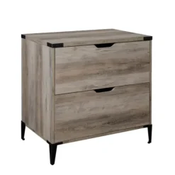 Office Furniture-Kirkland's Home Wood And Iron Accent Filing Cabinet Gray