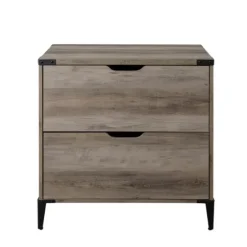 Office Furniture-Kirkland's Home Wood And Iron Accent Filing Cabinet Gray