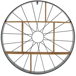 Shelves-Kirkland's Home Wood And Iron Bicycle Wheel Shelf