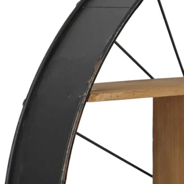 Shelves-Kirkland's Home Wood And Iron Bicycle Wheel Shelf