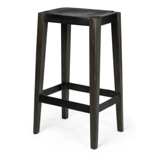 Bar Stools & Counter Height Stools-Kirkland's Home Wood And Metal Bar Stool Black