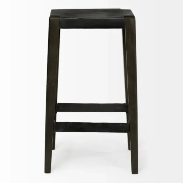 Bar Stools & Counter Height Stools-Kirkland's Home Wood And Metal Bar Stool Black